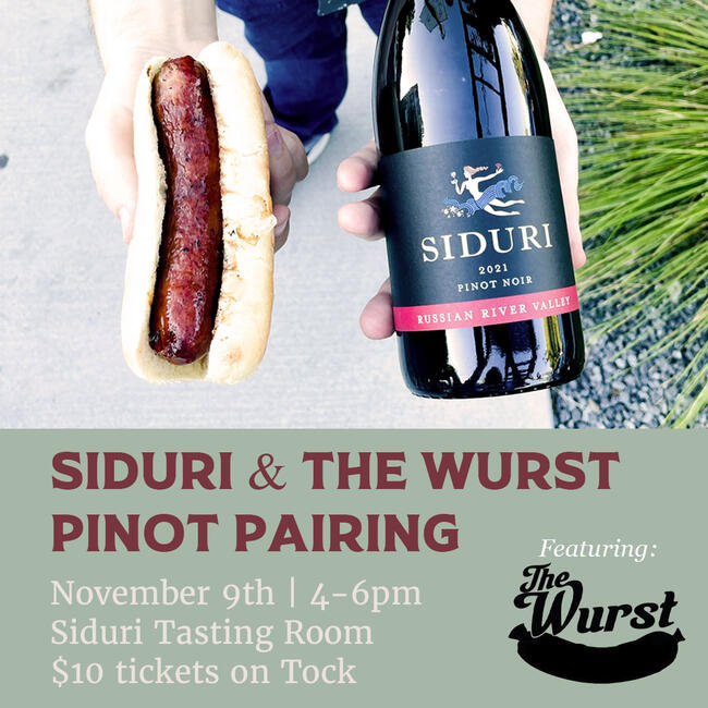 Siduri and the Wurst pinot noir and sausage pairing