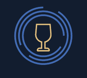 Illustration of a wine glass surrounded by blue circles