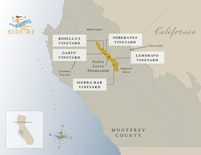 Santa Lucia Highlands Vineyard map overview